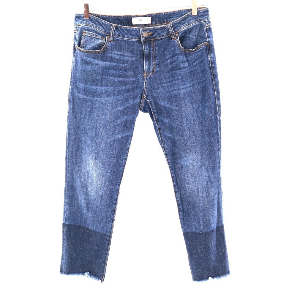 Cabi Slim Boyfriend Two Tone Jeans Women 12 Blue  Hippie Casual Weekend Festival